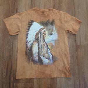 The Mountain Native American Adult Medium Shirt Tribe Feathers Buffalo Nature